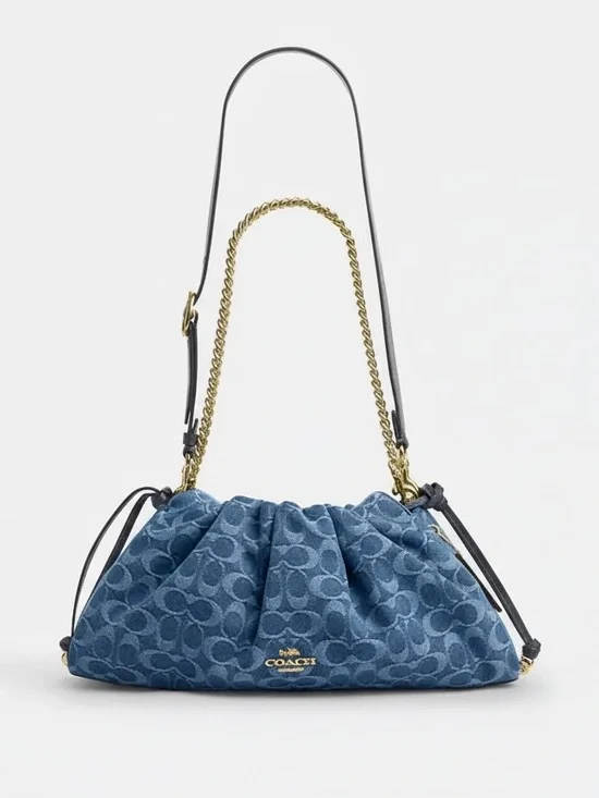 Coach Faye Large Shoulder Bag In Signature Denim - Picture 4 of 7